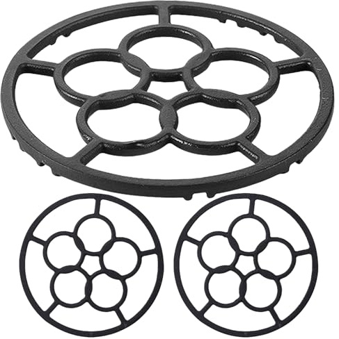 Healeved 3 adaptadores de Hierro Fundido para quemadores de Gas - Rejilla Antideslizante para quemadores de Gas - Soporte de Cocina de 18,2 cm (7,2 Pulgadas) para Wok, Ideal para cafeteras pequeñas o