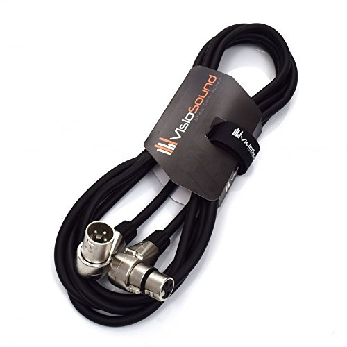 VisioSound Right Angled Male XLR to Female XLR Mic Lead/Balanced Microphone/Patch Cable 3m Black