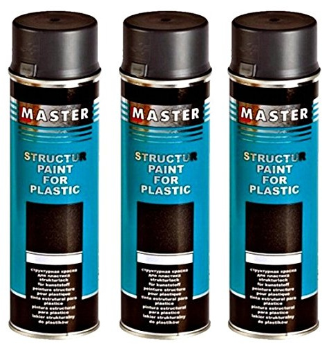 Troton STRUKTURLACK SCHWARZ 3 x 500ml 1K SPRAY KUNSTSTOFF PLASTIK LACK STRUCTURE PLASTIC PAINT