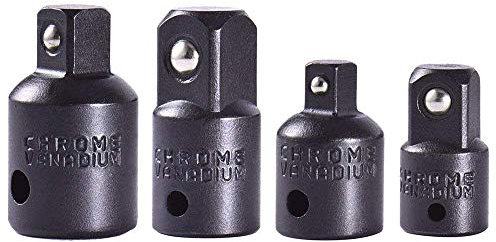 Gasea 4pcs Impact Socket Adapter & Reducer Set, Cr-V Chrome Vanadium Steel 1/4 3/8 1/2 Drive Conversion Tools for Impact Driver & Ratchet Extension