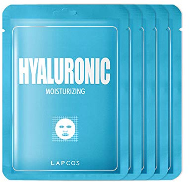 LAPCOS Lot de 5 masques hydratants quotidiens à l'acide hyaluronique pour le visage, protège et soigne la peau, beauté coréenne préférée