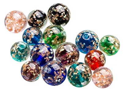 Artibetter 20 Stück 10Mm Lose Runde Perlen Fluoreszierende Glasperlen Großes Loch Charms DIY Glasperlen Stränge für Schmuck Handwerk Machen Gemischte Farben