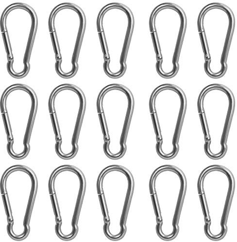 Belle Vous Edelstahl Karabinerhaken mit Schnappverschluss M4 Karabiner Haken (15 STK) - 4cm Schnapphaken Belastbar Schäkel Wetterfest für Außen/Innen für Schlüsselanhänger, Campen, Angeln, Wandern