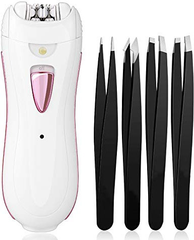 Epilatore Viso Donna Epilatore Elettrico Depilatore Sopracciglia per Viso Inguine Corpo Bikini Gamba Ascella e Zone Sensibili, Cordless & Ricaricabile, Set di Pinzette