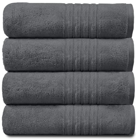 GC GAVENO CAVAIILA Pack of 4 Hand Towel Set, 100% Ringspun Cotton, Extra Absorbent 450 GSM Luxury Towels 50x80cm, Charcoal, 4PK