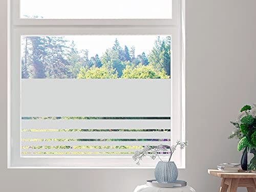 GRAZDesign Sichtschutzfolie Streifen Schmal und Breit, Fensterfolie Blickdicht, Sichtschutz, Glasdekorfolie lichtdurchlässig - 120x57cm / Silbergrau