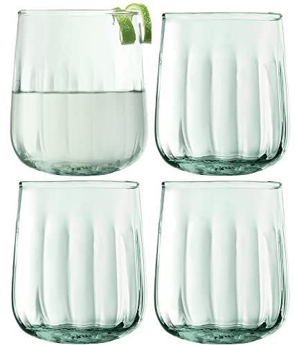 LSA Mia Tumbler 410ml Recycled/Part Optic | Set of 4 | Handmade from 100% recycled glass | MZ36