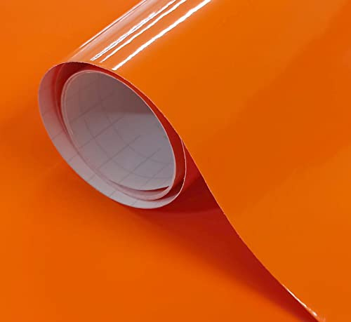 Desconocido Klebefolie Orange Glänzende Folie Für Möbel Küche Wandschutzfolie Türfolie Selbstklebend (30 x 120 cm, Orange)