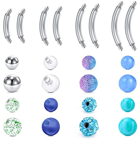Briana Williams 8stk Bauchnabelpiercing Kugeln Chirurgenstahl 14G Curved Barbell Banane Bar 6/8/10/12mm Piercing Schmuck