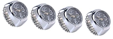 Mikikit 4stücke Ringuhren Für Kreative Fingeruhren Mit Mini-zeitdisplay Schwarz Trendige Accessoires Für Damen Und Stilvolles Design Für Alltag