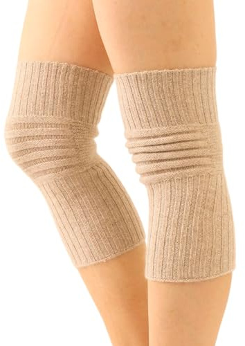Prettystern verdickte Gestrickt 100% Kaschmir elastische wärmende Kniebeugen Kniestulpen Cashmere Knieschützer Kniewärmer Schwarz