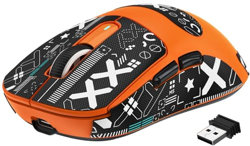 VGN GAMEPOWER x ATTACK SHARK X3 SUPERLIGHT Wireless Gaming Mouse, 49g Ultralight Gaming Mice PixArt PAW3395 Sensor, 26000DPI, Tri-mode 2.4G/Wired/Bluetooth, Mouse Grip Tape, 200Hrs Battery, Orange