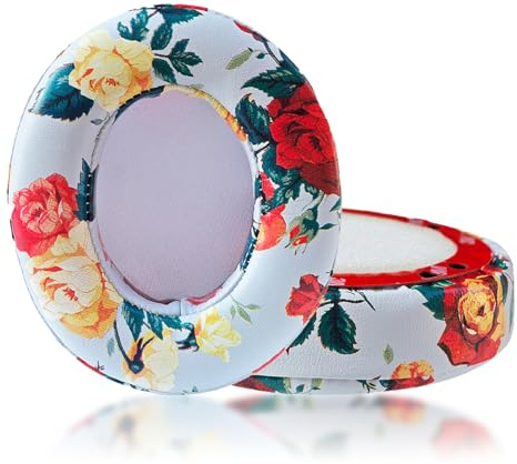 Replacement Ear Pads Compatible with Beats Studio 2 & 3 Wired/Wireless/Model B0501 B0500 Headphones, Protein Leather and Memory Foam, White Flower