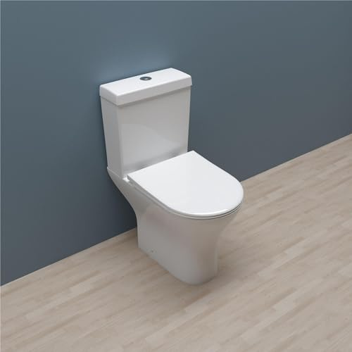 Bathroom Close Coupled Toilet Slim Soft Close Seat WC Pan Cistern