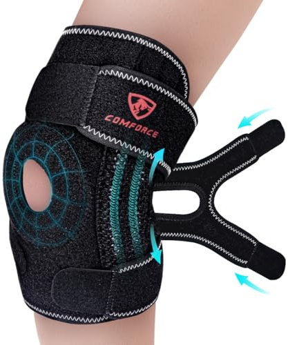 COMFORCE Kniebandage Männer Damen, Kniestütze mit Open Patella Gel Pad – Atmungsaktive & rutschfeste Kompressionsbandage für Sport & Erholung von Meniskusrissen und Knieverletzungen