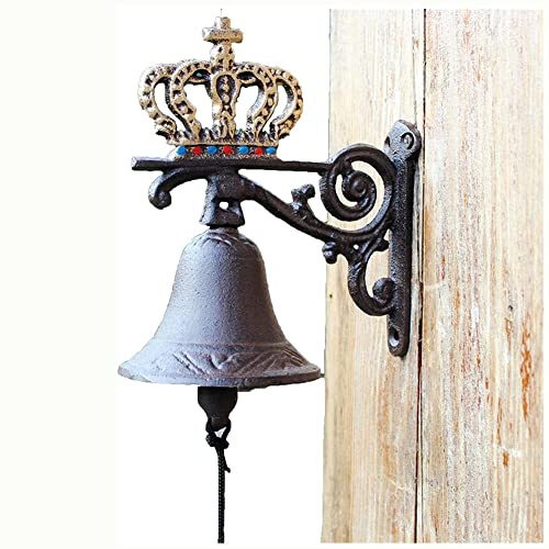 Vintage-Türklingel, manuelle Türklingel, Handglocke, Glocken, Krone, Türklingel, hängende Wandglocke, rustikaler Stil, Haustür, Abendessenglocke für Garten, Terrasse, Villa, Café, Wanddekoration