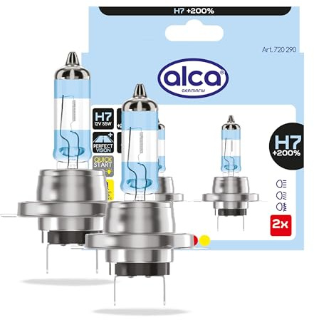 alca® Halogenlampe H7 Set, 200% mehr Licht mit 12 V 55 W | 2 Stk. Fahrzeuglampen, Leuchtmittel haben den Sockel Px26d