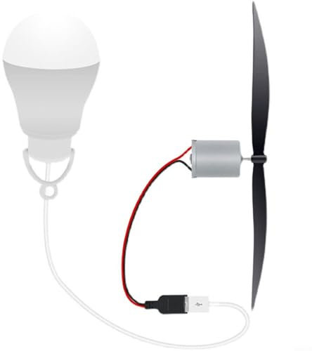 HEIBTENY Générateur d'énergie éolienne, mini générateur d'énergie éolienne, modèle d'instruction, microgénérateur + hélice à vent + ampoule USB