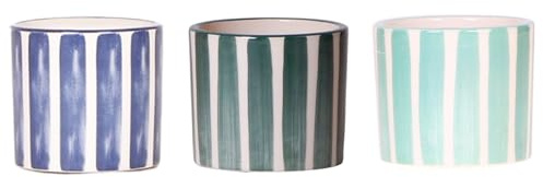 Übertopf-Trio Painted Stripe - Set mit 3 Töpfen - gestreift - Blau - passend für 6cm Töpfe