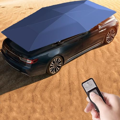 Carpa Universal para Coche, cochera móvil Plegable portátil, Evita la caída de Hojas, toldo para Coche, aplicable a la mayoría de los Modelos del Mercado, Azul 4,8 m