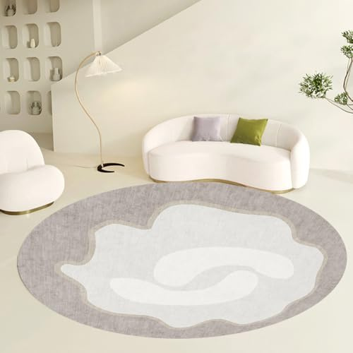 DATOPER runder Teppich, Kurzflorteppich, dekorativer Teppich, Teppich im abstrakten Stil, Wohnzimmer, Schlafzimmer, Arbeitszimmer, etc Hellbraun,80cm