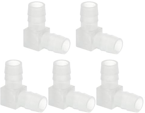 PATIKIL 0.39 Raccordo Portagomma Plastica con Gomito 90 Gradi, 5Pz Raccordi L-Barb 2 Vie Connettore Giunto Accessori Acquario Connettori per Tubi Flessibili per Acquario Carburante Gas