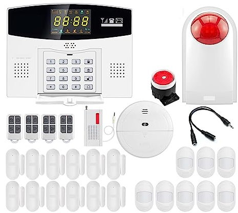 4G GSM WIFI Smart Alarm System Wireless Burglar W214 Smart Home Security Alarm Control LCD Display IP Camera(Kit 2)