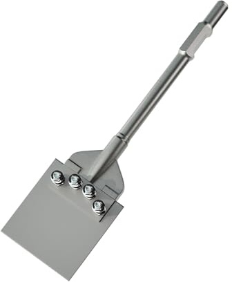 65A Shank 6 Inch Wide Floor Scraper Chisel Bit - 24 Long Alloy Steel Jack Hammer Drill Bit Blade Scraper, Spring-loaded Bolt Reinforcement, Removal Tools for Tile Thinset Hardwood Adhesive