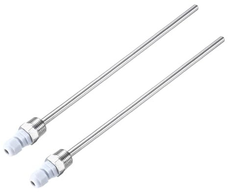 QUARKZMAN Lot 2Pcs Puits Thermométriques G1/2 8 Mm Diamètre, Sans Soudure, en Acier Inoxydable 304, avec Presse-Étoupe, Longueur 300 Mm, pour Fermenteur Bière, Blanc