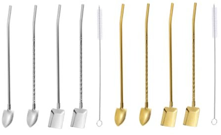 Genérico 1 Juego De Pala Pala De Pajitas De Acero Inoxidable Cuchara Mezcladora Cuchara Para Aperitivos Diseño Único De Cuchara De Pala Pequeña Novedad Cucharas De Café