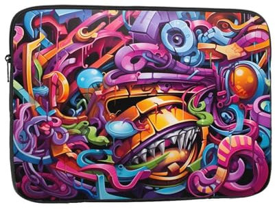 WHJSHOP Graffiti-Hip-Hop-Drucke, tragbare, stoßfeste Laptop-Hülle für Damen und Herren, Geschäftsreisen und den täglichen Gebrauch im Büro
