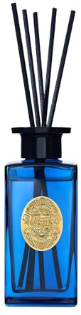 M&SENSE Lyxig doftspridare av vass 180 ml, eukalyptus mintdoftande med naturliga eteriska oljor, långvarig med 7 pinnar, giftfri hemdoft för sovrum, badrumsdekor, elegant glasflaska