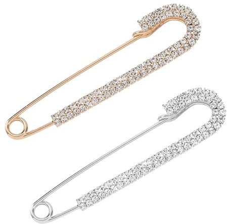 2 Stück Broschen & Anstecknadeln für Damen Gold Silber,Sicherheitsnadel für Damen Mädchen Perle Strass Pullover Clip Schal Clip Strickjacke Kleid Kleidungsstück Dekoration Zubehör Schmuch