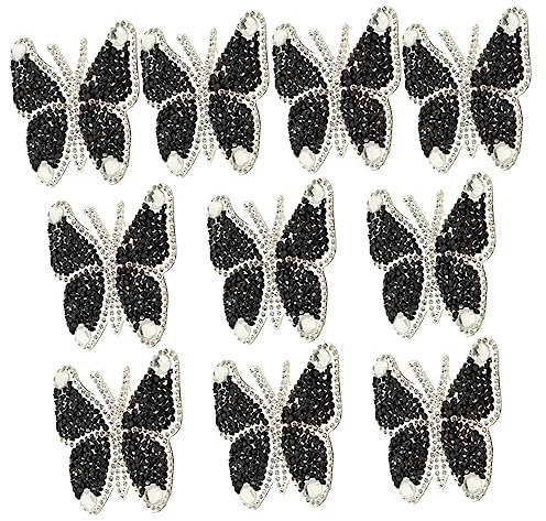 SEWACC 10 Stück Selbstklebende Multifunktions Stickflicken Dekorative Nähflicken für Kleidung Reparaturflicken für Selbstgemacht Schmetterling Strass Patches Hautfreundlich und Langlebig