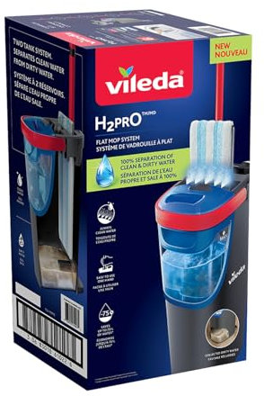 Vileda H2prO - Sistema di pulizia per mocio piatto che separa l'acqua pulita dalla sporcizia.