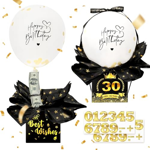 Explosionsbox Geldgeschenk Geburtstag Überraschungsbox | Schwarze Pull Geld Ballon Box, Geldgeschenkbox Für Freunde Und Familie, Ideal Für Geburtstage Und Feiern
