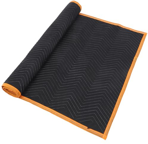 Veemoon Manta para Mudanza Gruesa Acolchada Protección Muebles Múltiples Usos Portátil Negra con Borde Naranja