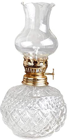 VDCVADKYE Öllampen für Innenräume, Glas-Petroleum-Sturmlampe for Notbeleuchtung, Mehrfarbig, 18,5 x 10 cm(White)