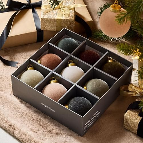 Arbolisse Weihnachtskugeln Kunststoff Christbaumschmuck, 9PC Christbaumkugeln Weihnachtsbaumschmuck Deko Weihnachten, 8CM Weihnachtsbaum Kugeln mit Schlüsselband,Christmas Decorations