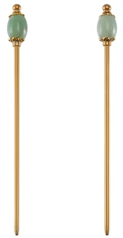PH PandaHall 2 Stück Naturgrüne Edelstein Haarnadel Goldene Haarnadeln Metallhaarnadeln Chinesischehaarnadel 15cm Messinghaarnadel für Muttertag Hochzeit Frauen Geschenke Langhaar Schmuck Accessoire