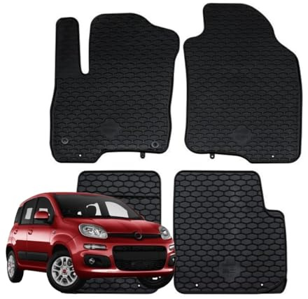 SERIE 4 TAPPETI - TAPPETINI IN GOMMA TPE NERI PER FIAT PANDA III DAL 2012 in poi