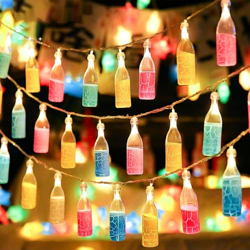 YeahBoom Lichterkette mit Flaschendesign,1.5M 10 LED Weinflaschen-Lichterkette,Batteriebetriebene,für Bar,Party,Hochzeit,Garten,Bistros,Innen und Außen,Geeignet für Hawaii-Partys