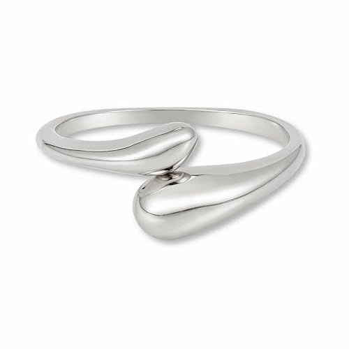 Silverfärgad justerbar ring för kvinnor i rostfritt stål - Vattentäta Chunky Rings i silver | Öppen damring inklusive presentask (ringstorlekar 52-60)