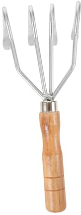 Yardwe Râteau Main Métallique à Griffes Ergonomique pour Plage et Jardinage Outil de Désherbage Ramassage de Coquillages Fourche Robuste pour Creuser et Ameublir Sol Sableux