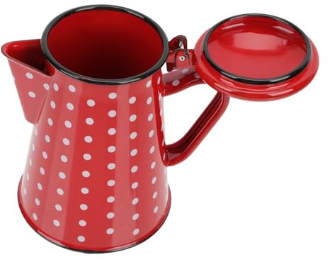 Angoily Enamel Coffee Pot with Handle Food Grade Kettle for Pour-Over Coffee Tea Mulled Wine Heat Resistant Corrosion for Gas Stove Induction Cooker Elegant Chic Kitchen Accessory