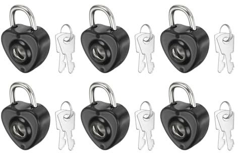 PATIKIL 6Pcs Mini Cadenas De Coeur En Métal Petits Cadenas À Clé Noir | En Forme De Coeur Avec 2 Clés Pour Journal Valise Boîte À Bijoux Sac À Dos Bagage
