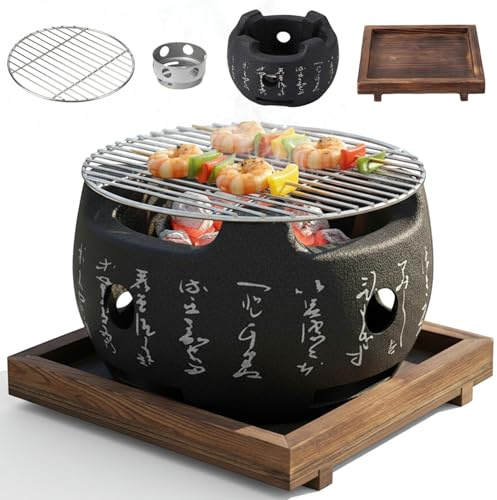 Grill japonais Yakitori, petit avec maille et base, barbecue d'intérieur portable pour Yakiniku, Yakitori, Robata