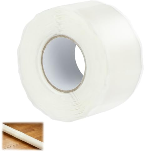 NUTKIT Cinta Silicona Autofusión 3mx25mmx0.5mm(Blanco -1 unidad) | Cinta para Reparación de Cables y Tuberías,Aislante Eléctrico Resistente al Agua para Mantenimiento Industrial y Hogar