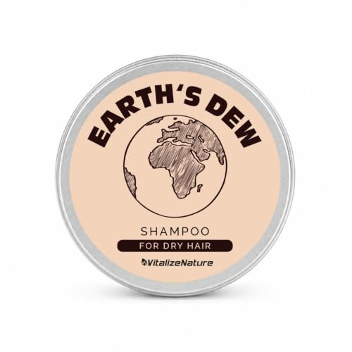VitalizeNature Earth's Dew fast schampo för torrt hår 100 g – fuktkräm med ricinolja och olivolja – schampo bar för torrt, skadat hår – plastfri