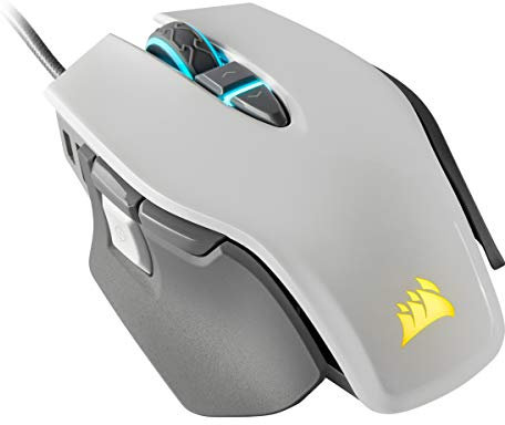 Corsair M65 Elite RGB Óptico FPS - Ratón para juegos (18 000 PPP Óptico Sensor, Retroiluminación RGB LED, sistema de peso ajustable), color Blanco